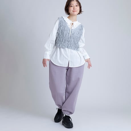 フリルネックコットンブラウス[15843031]オンライン限定