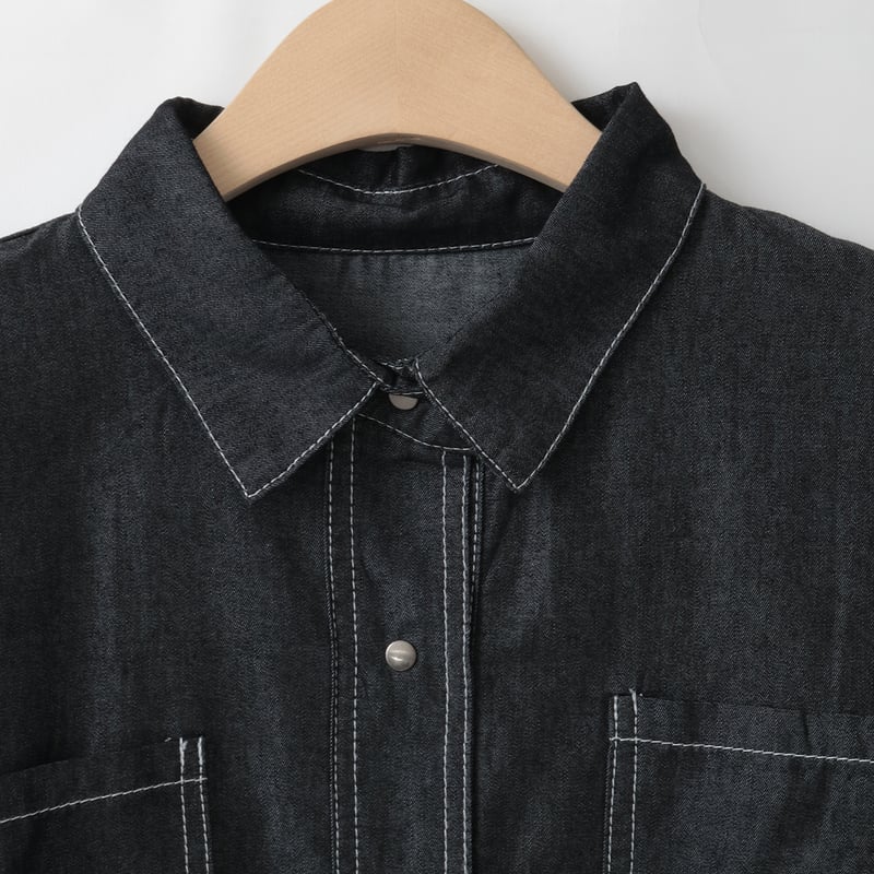 異素材ドッキングデザインシャツ [22034291]vivid | natural mist