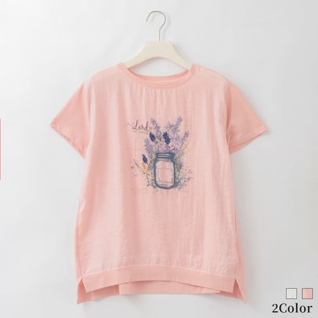 ボトルフラワープリント刺繍デザインTシャツ

[22011542]natural mist