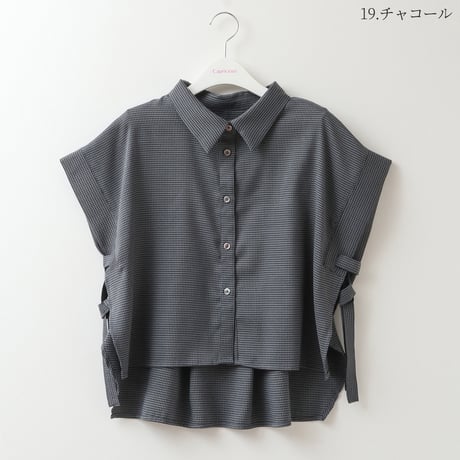 サイドリボン千鳥柄コンパクトシャツ[15524092]capricious