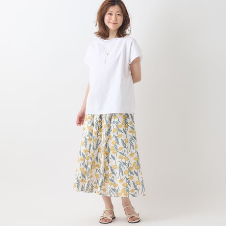 フラワーモチーフプリントスカート[41415157]natural mist