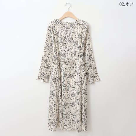プリーツ切り替えプリントデザインワンピース[41416203]natural mist