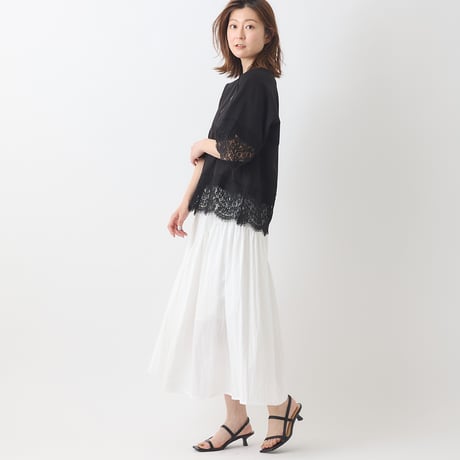 スカラップレースドッキングカットソー[41411256]natural mist