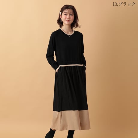 異素材ドッキングニットワンピース[14956131]&Noel