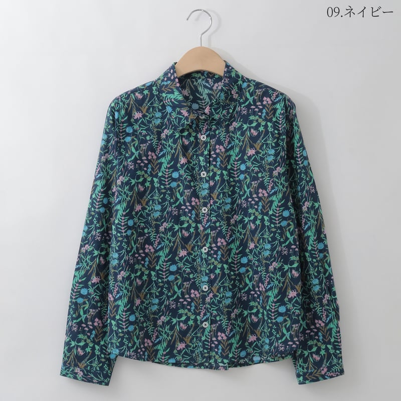 ボタニカルフラワー♡ネイビーフリルシャツ 洗える/日本製】ボタニカルフラワーシャツ [71213738]natural mist |