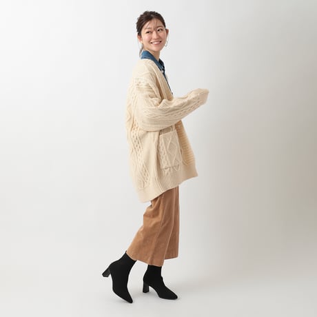 BIGケーブルニットカーディガン[41412272]natural mist