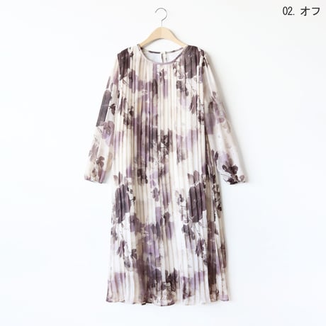 フラワーアートプリーツワンピース[41416355]natural mist