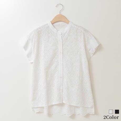 アイレットフレンチスリーブシャツ[41713442]natural mist
