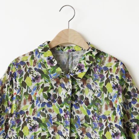 ボタニカルパターンプルオーバーシャツワンピース[91916243]natural mist