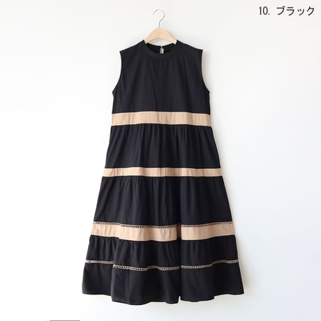はしごレース切り替えノースリーブワンピース[30116240]natural mist