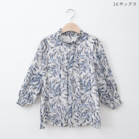 ラメ混モチーフプリントシアーブラウス[40813306]natural mist