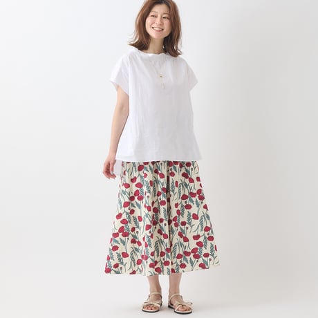 フラワーモチーフプリントスカート[41415157]natural mist