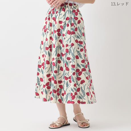 フラワーモチーフプリントスカート[41415157]natural mist