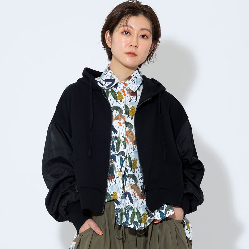 ギャザーボリュームスリーブパーカー[31831305]vivid | natural mist