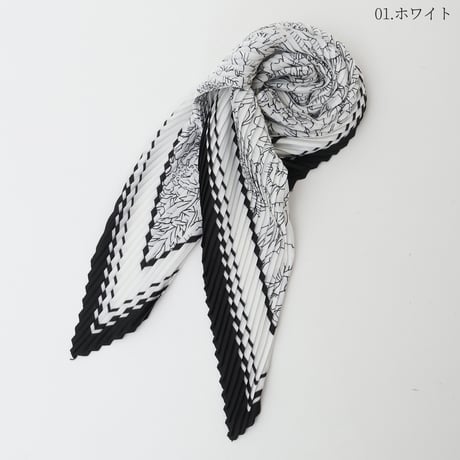 ペイズリー柄菱形プリーツスカーフ[61318159]natural mist
