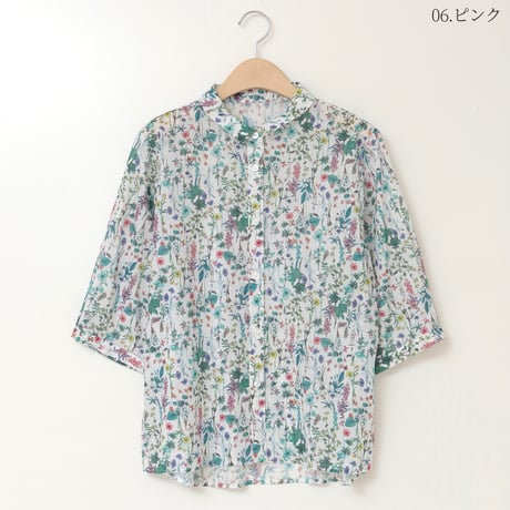 【洗える】フラワー柄コットンシャツ[41713425]natural mist