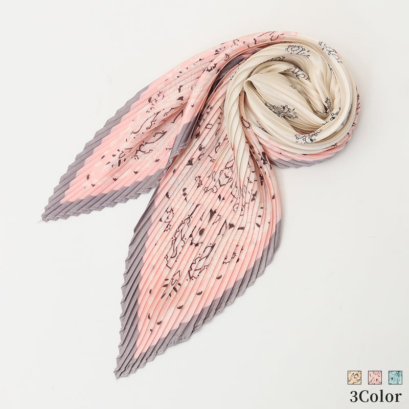 バンダナ柄剣先プリーツスカーフ[63318163]natural mist | natural