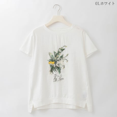 フラワーブーケプリント刺繍デザインTシャツ

[22011544]natural mist