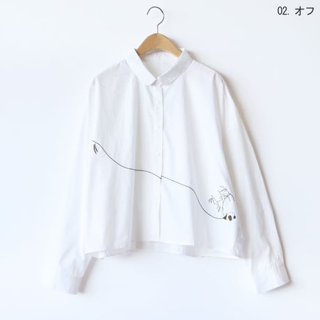 PANDA刺繍デザインシャツ[41413653]naturalmist
