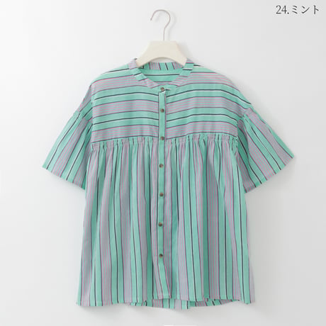 マルチストライプギャザーシャツ

[61713853]natural mist
