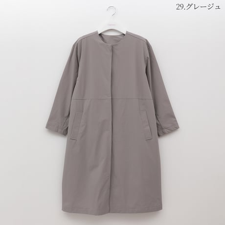 ノーカラーナイロンストレッチコート[70224158]capricious
