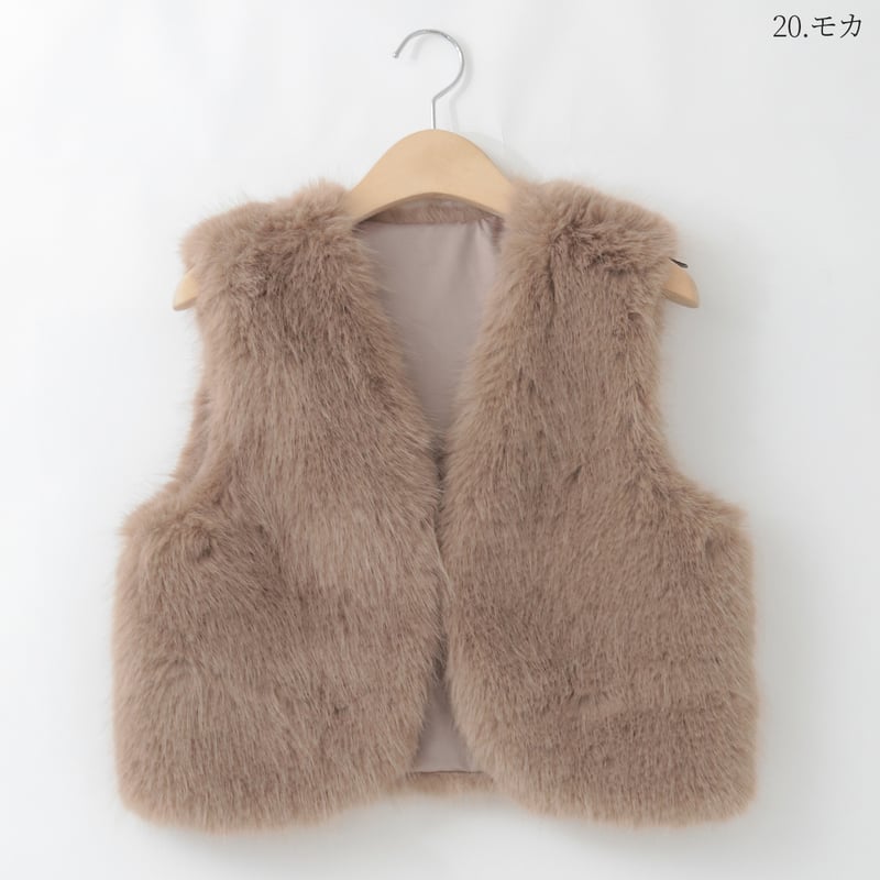 フェイクファーコンパクトベスト [41414359]natural mist | natur