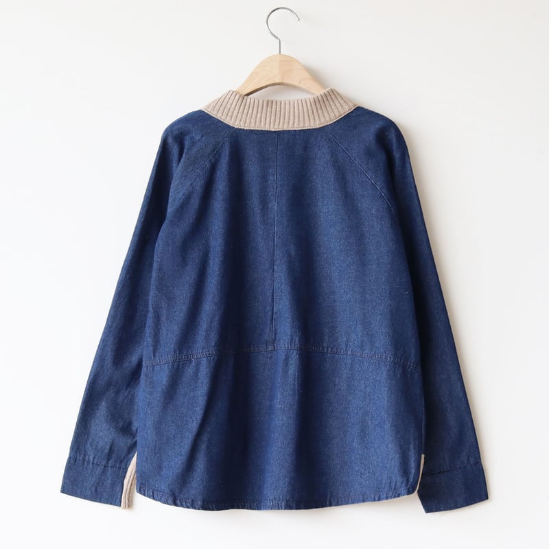 ニット切り替えデニムブルゾン[30114164]natural mist | natural