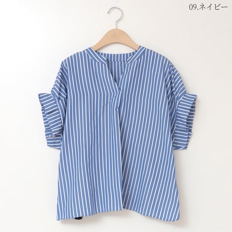 スキッパーストライプシャツ[41413465]natural mist