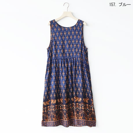【特価品】エスニックパターンギャザーワンピース[66204371]naturalmist