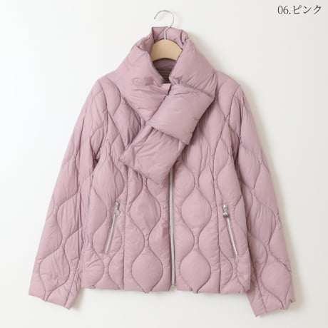 マフラー付きパファーノーカラージャケット[61714180]natural mist
