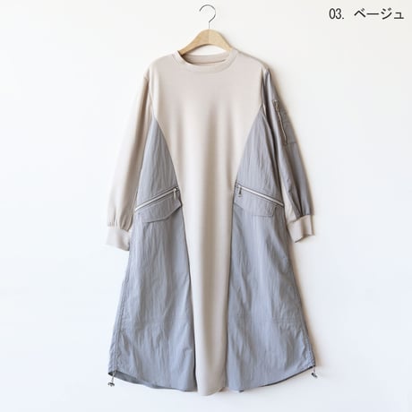 異素材ドッキングジャージーワンピース[61716366]natural mist