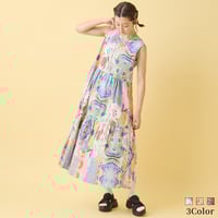 アートプリントティアードワンピース[22036062]vivid