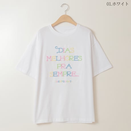 カラフルボタン&ロゴ刺繍Tシャツ[30111311]natural mist