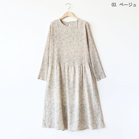 小花柄プリーツ切り替えワンピース[41416354]natural mist