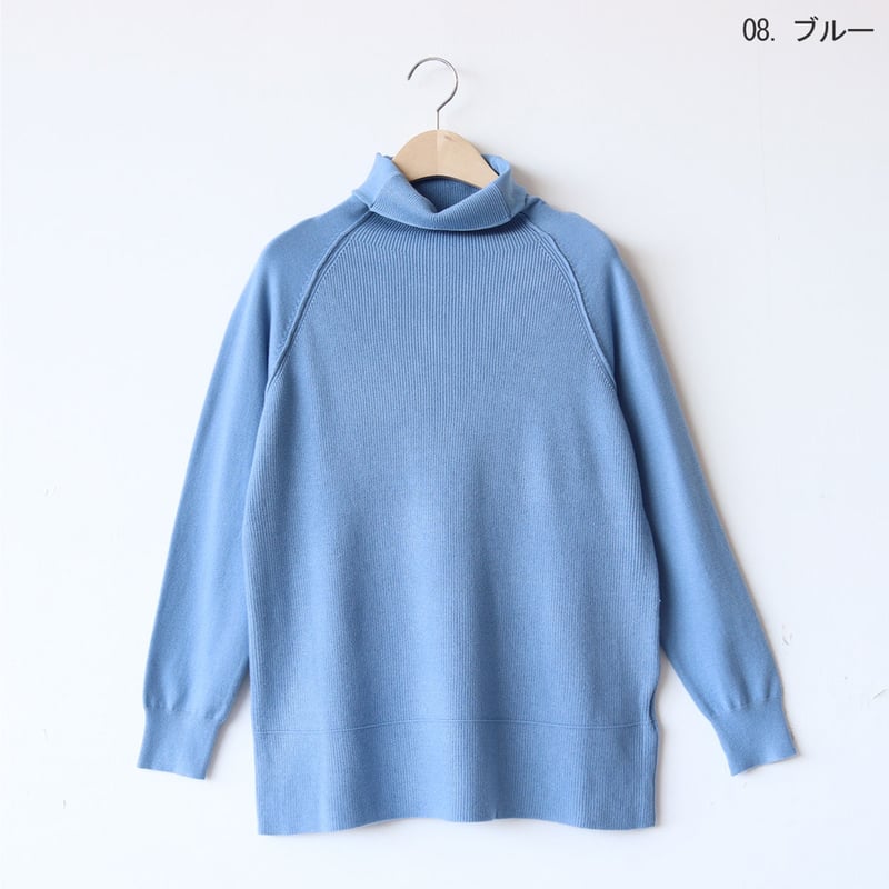 美品♡近年♡リブ ニット 切り替え ハイネック ニット パフスリーブ 小花柄 S リブ切替ハイネックニットプルオーバー[41412354]natural mist | natu