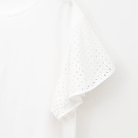 アイレットレースフリル袖カットソー[41411244]natural mist