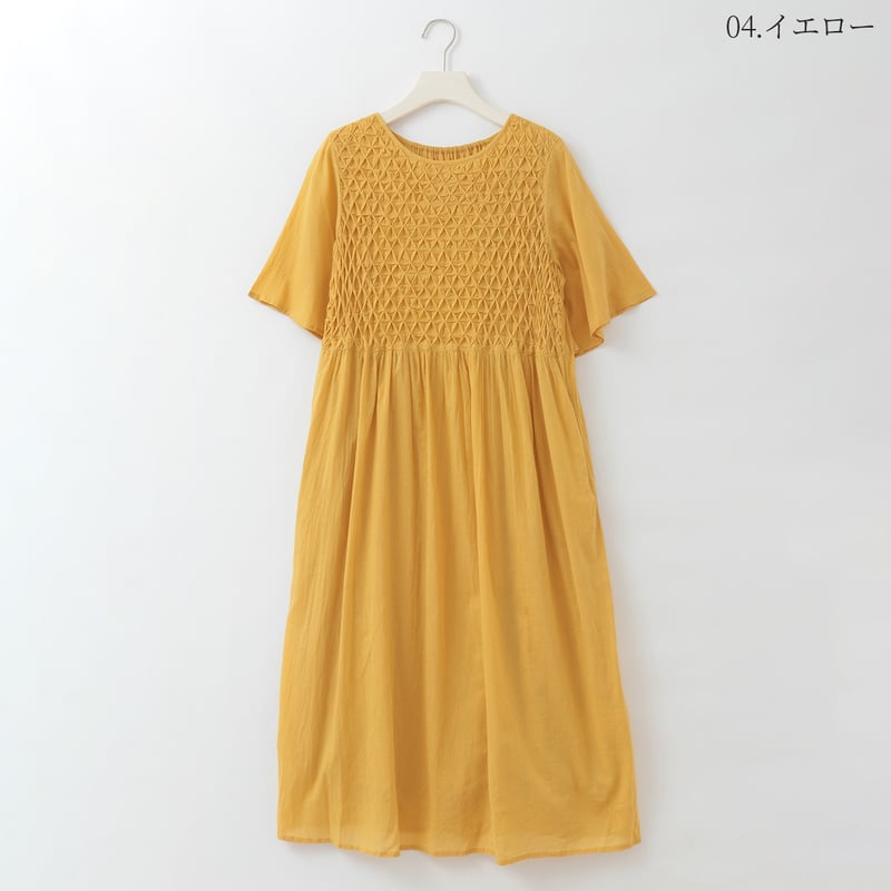 スモッキング刺繍Aラインワンピース [41716382]natural mist | nat