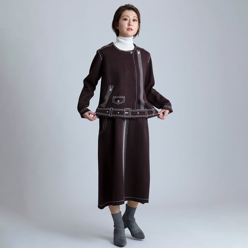 フェイクアートニットカーディガン[22034344]vivid | natural mist