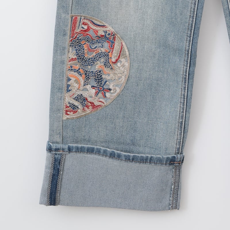 GEVACO ベルギーの消滅したブランド レディースデニム 刺繍 ボタンが可愛い GEVACO ブラウス シャツ 「GEVACO」6ozショールカラーデニム