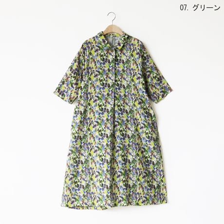 ボタニカルパターンプルオーバーシャツワンピース[91916243]natural mist