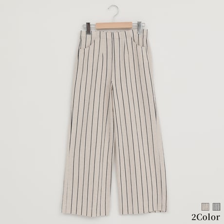 【日本製】コットンリネンストライプワイドパンツ

[80317195]natural mist