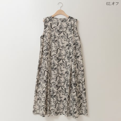 ボタニカルプリントAラインワンピース[61716219]natural mist