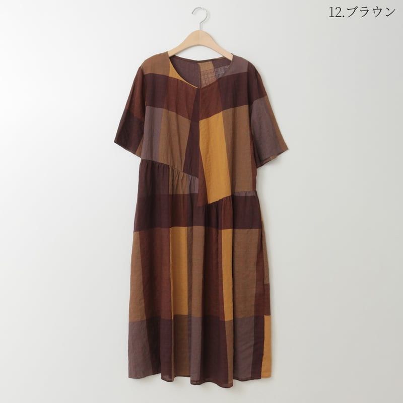 m.me.eme フェザーチェックフレアワンピース 7965sbdzk_2308_1_i_01.jpg