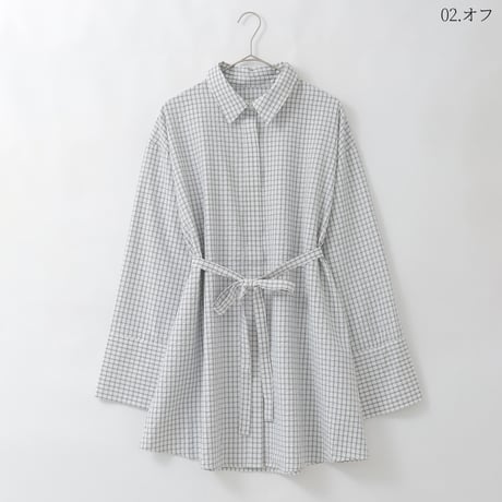 サッカーチェックチュニック丈ブラウス[99943040]オンライン限定