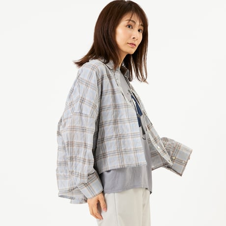 ドロストヘムドロップワイドチェックシャツ

[31813637]natural mist