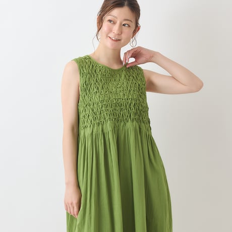 立体タックノースリーブワンピース[61716250]natural mist