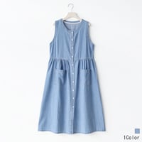 フロントボタンノースリーブデニムワンピース[41416432]natural mist