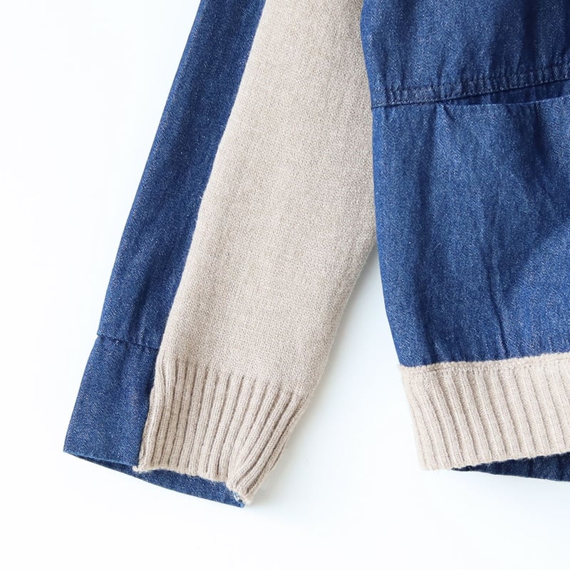 ニット切り替えデニムブルゾン[30114164]natural mist | natural