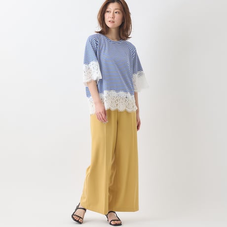 スカラップレースドッキングカットソー[41411256]natural mist