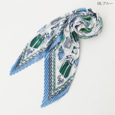 トラベルモチーフ剣先プリーツスカーフ[63318162]natural mist